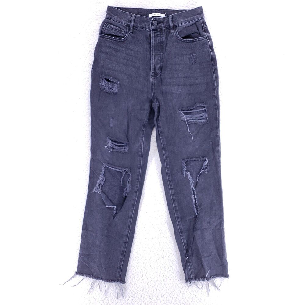 Pacsun Jeans Denim Cotton Womens SZ 26 Black Straight Stretch VTG Mid Rise Slim